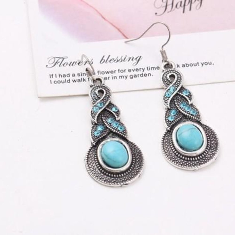 Vintage Earrings Women Geometric Spiral - Picture 2 of 3